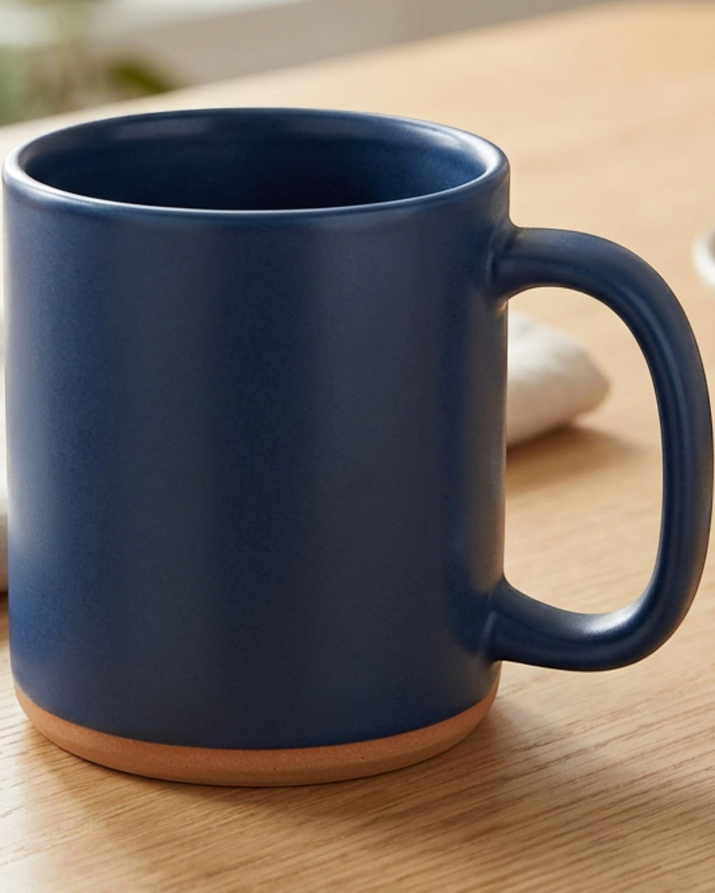 Matiq Arcwell Ceramic Coffee Mug Satin Navy 13 oz - Lifestyle view