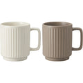 Matiq Flutestack Ceramic Coffee Mugs Ivory Taupe 11 oz Set of 2 - Product view