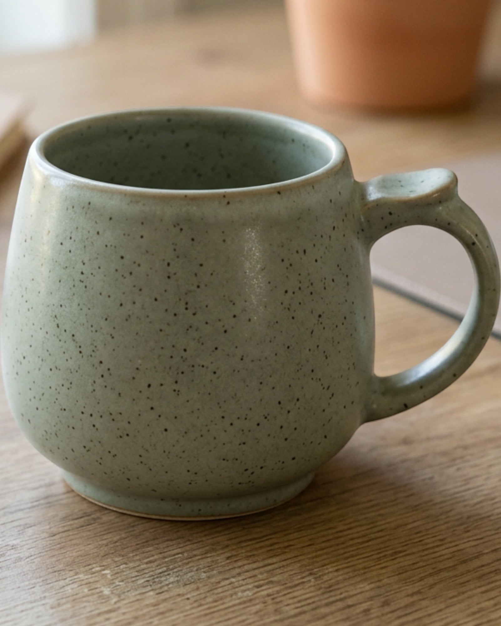 Matiq Meadowthumb Speckled Ceramic Coffee Mug Sage 15 oz - Lifestyle view