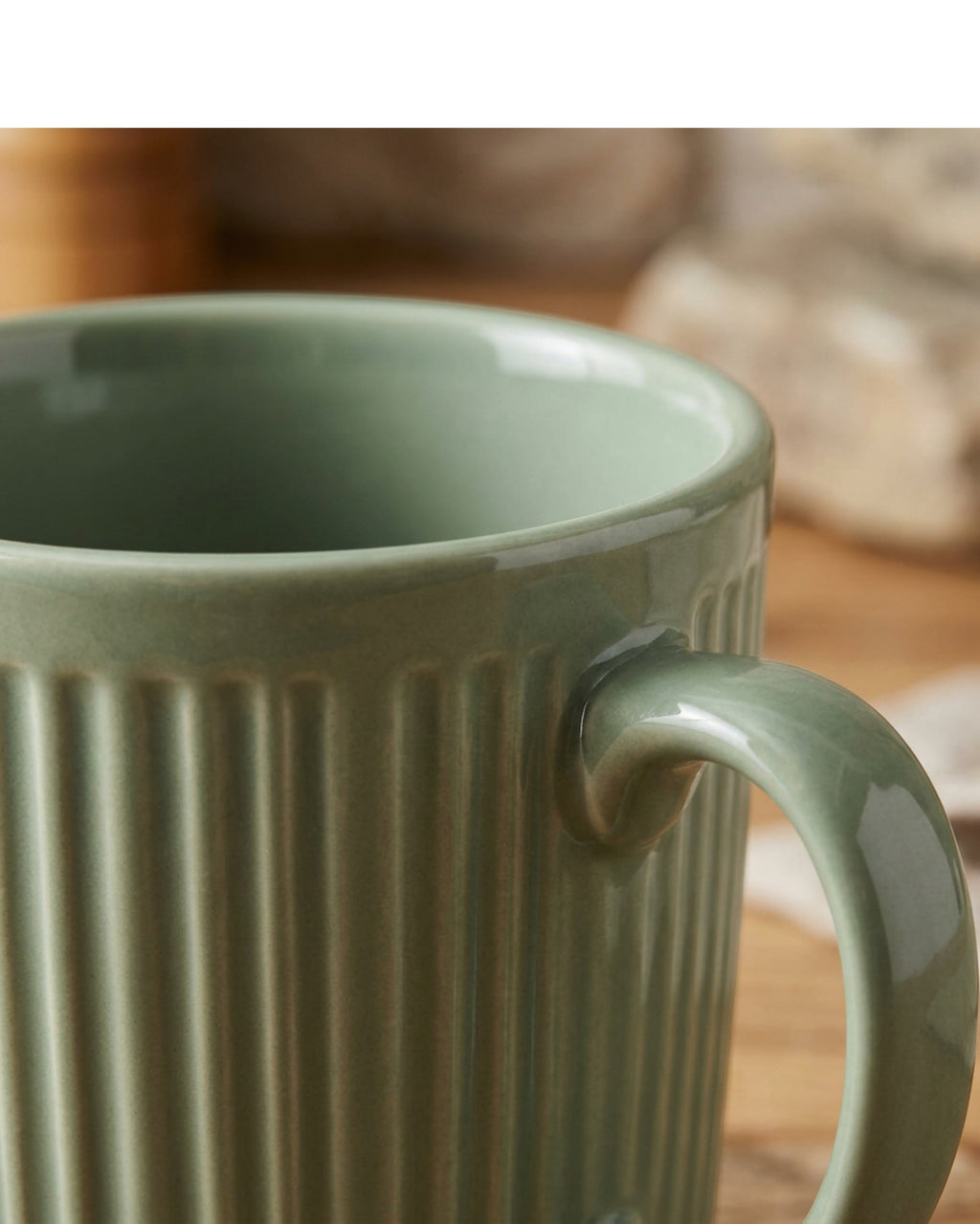Matiq Ribbed Ceramic Coffee Mug Sage Green 12 oz