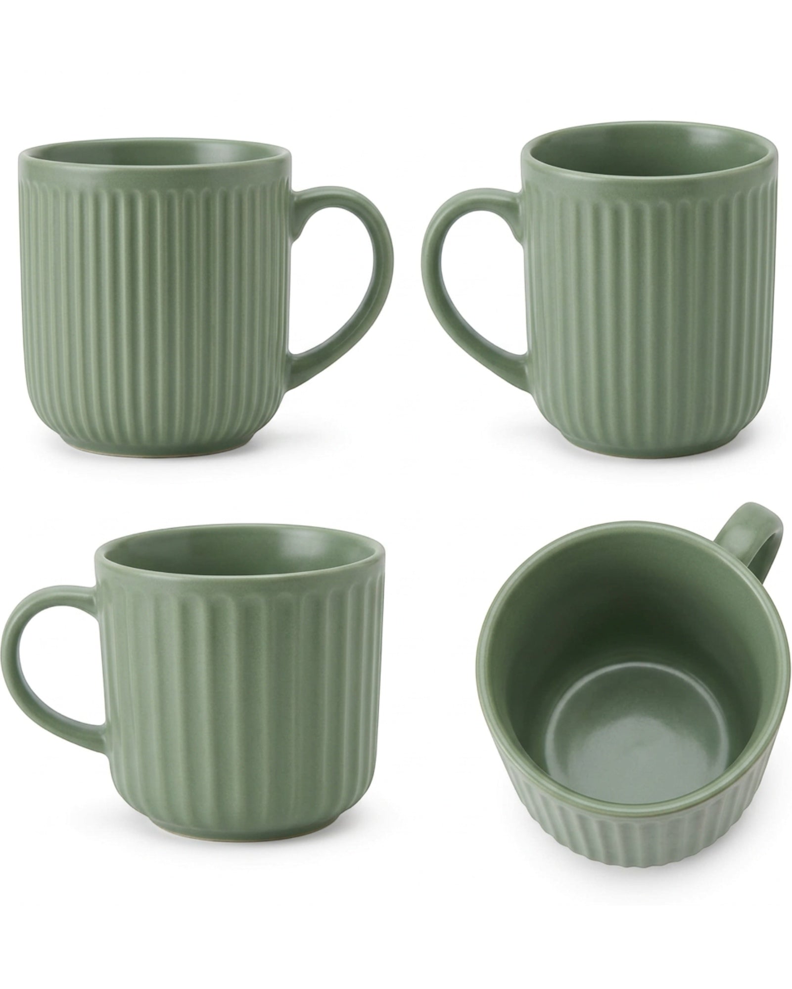 Matiq Ribbed Ceramic Coffee Mug Sage Green 12 oz